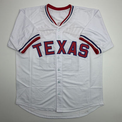 Autographed/Signed Jeff Burroughs Texas White Baseball Jersey Beckett BAS COA