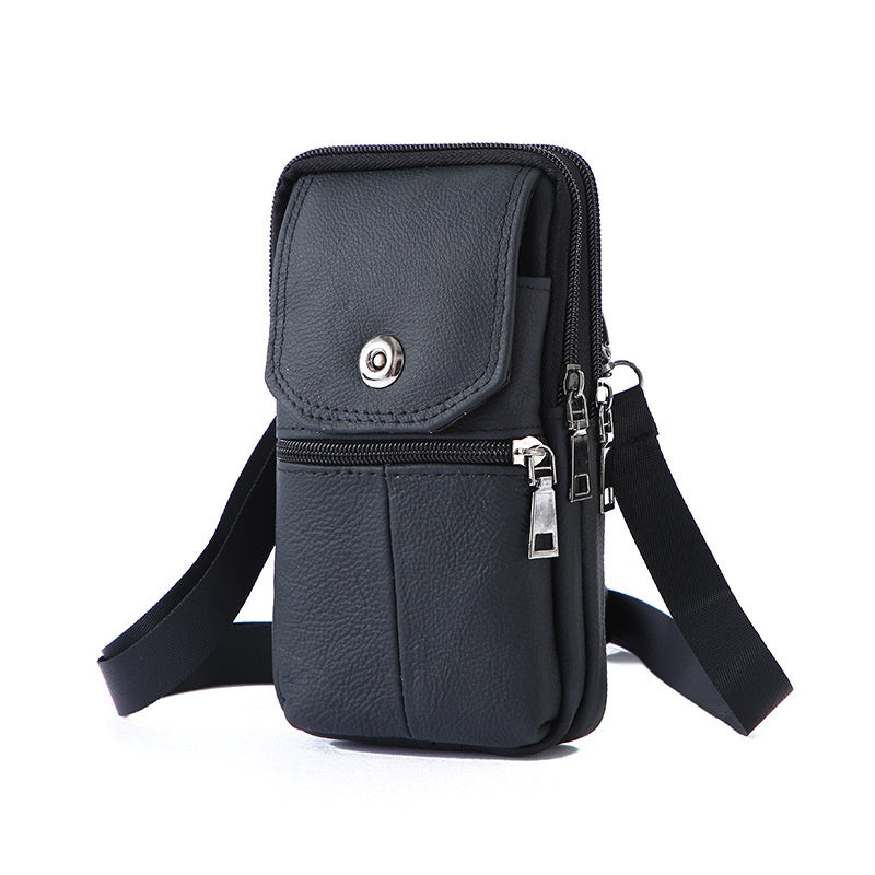 Leather Mobile Phone Shoulder Bag with Belt Clip & Card Slots