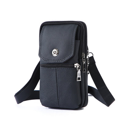 Leather Mobile Phone Shoulder Bag with Belt Clip & Card Slots