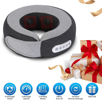 2 In 1 Neck Massager Pillow With Heat Electric Memory Foam Travel Pillow Shiatsu Neck Massager With 3 Speeds Timer For Home Office Travel