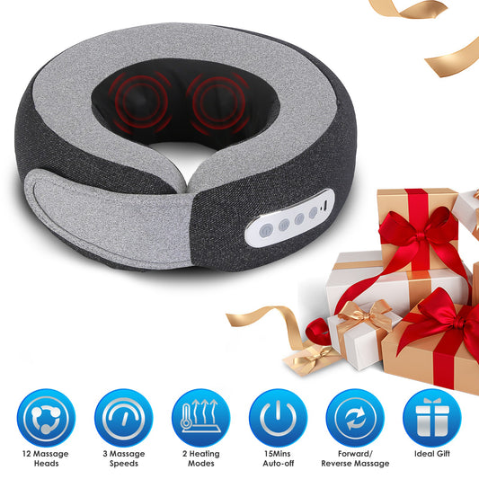 2 In 1 Neck Massager Pillow With Heat Electric Memory Foam Travel Pillow Shiatsu Neck Massager With 3 Speeds Timer For Home Office Travel