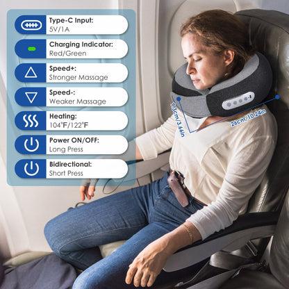 2 In 1 Neck Massager Pillow With Heat Electric Memory Foam Travel Pillow Shiatsu Neck Massager With 3 Speeds Timer For Home Office Travel