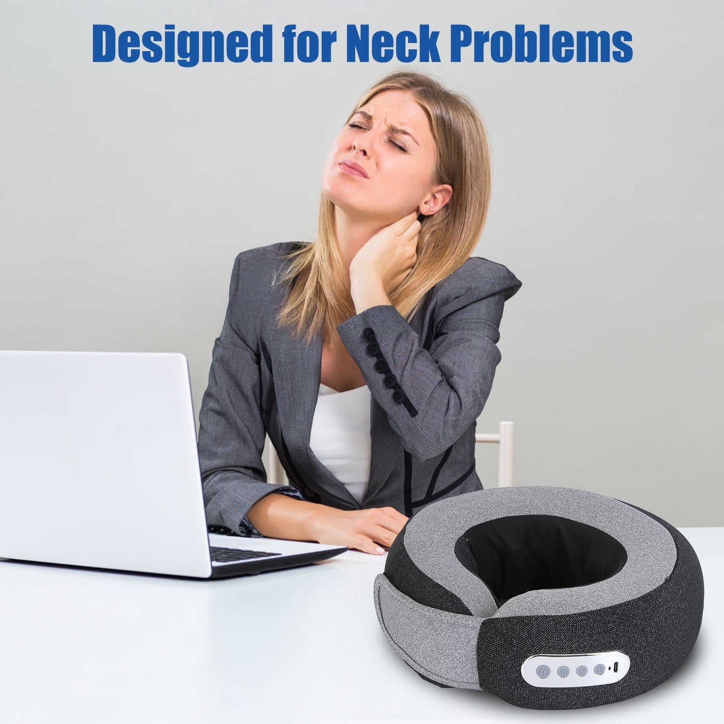 2 In 1 Neck Massager Pillow With Heat Electric Memory Foam Travel Pillow Shiatsu Neck Massager With 3 Speeds Timer For Home Office Travel