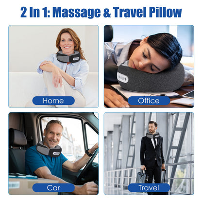 2 In 1 Neck Massager Pillow With Heat Electric Memory Foam Travel Pillow Shiatsu Neck Massager With 3 Speeds Timer For Home Office Travel