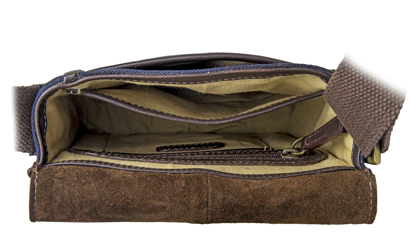 Aiden Genuine Leather and Canvas Mini Crossbody Men/Women Messenger/Travel Bag