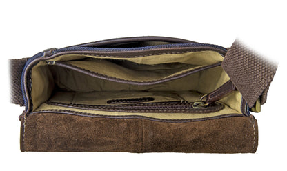 Aiden Genuine Leather and Canvas Mini Crossbody Men/Women Messenger/Travel Bag