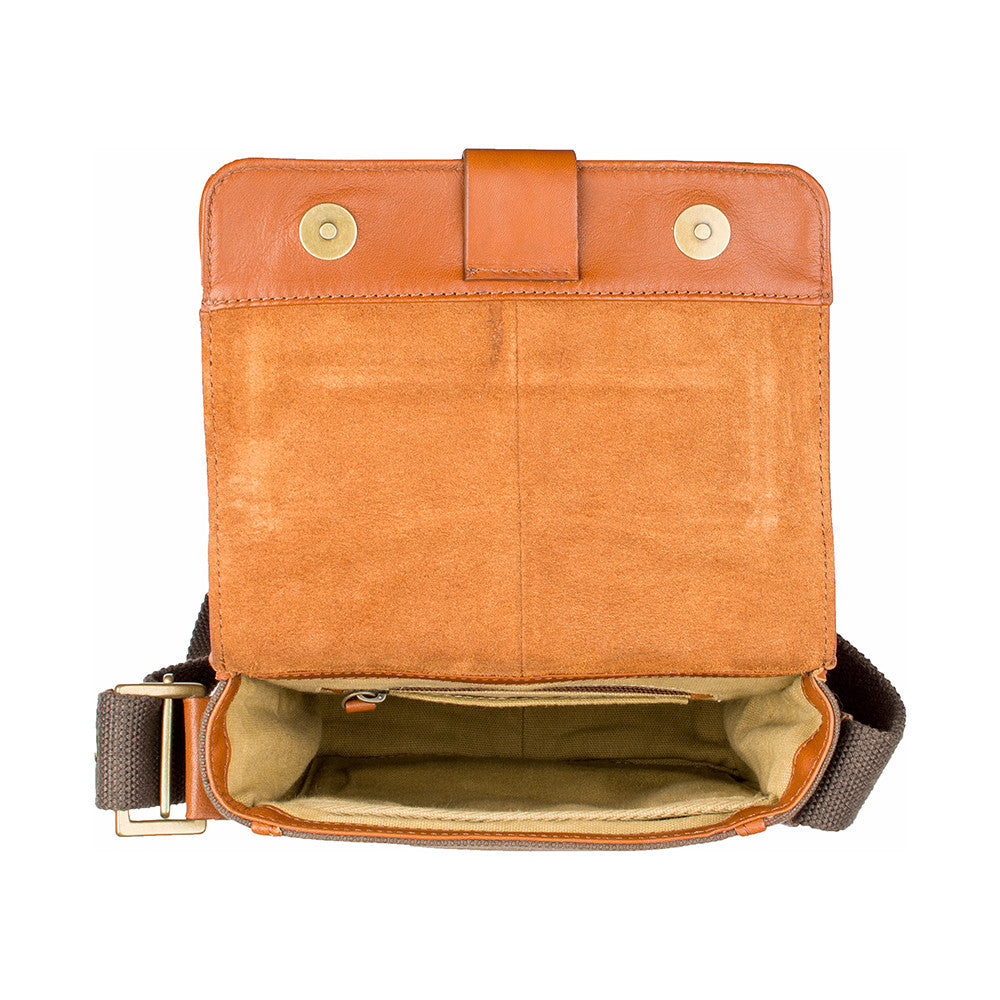 Aiden Genuine Leather and Canvas Mini Crossbody Men/Women Messenger/Travel Bag