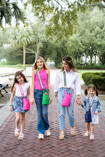HydroBag® Mini for Kids- Bright Pink- Quilted Crossbody Water Bottle Bag