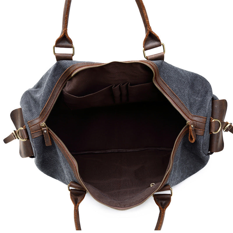 Retro Travel Shoulder Bag – Large Capacity Polyester & Canvas Weekender Bag with Multi‑Pocket Storage