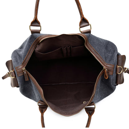 Retro Travel Shoulder Bag – Large Capacity Polyester & Canvas Weekender Bag with Multi‑Pocket Storage