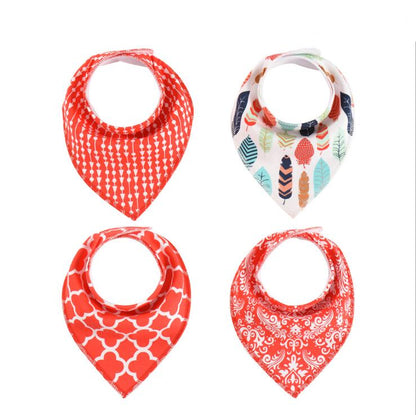 4‑Pack Baby Bandana Bib Set – Soft Cotton Fleece Burp Cloths with Arrow, Wave & Triangle Prints