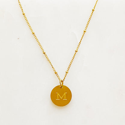 Gold‑Plated Coin Initial Necklace – Personalized Charm with Delicate Detail