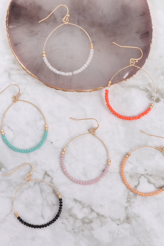 Glass Bead Round Earrings
