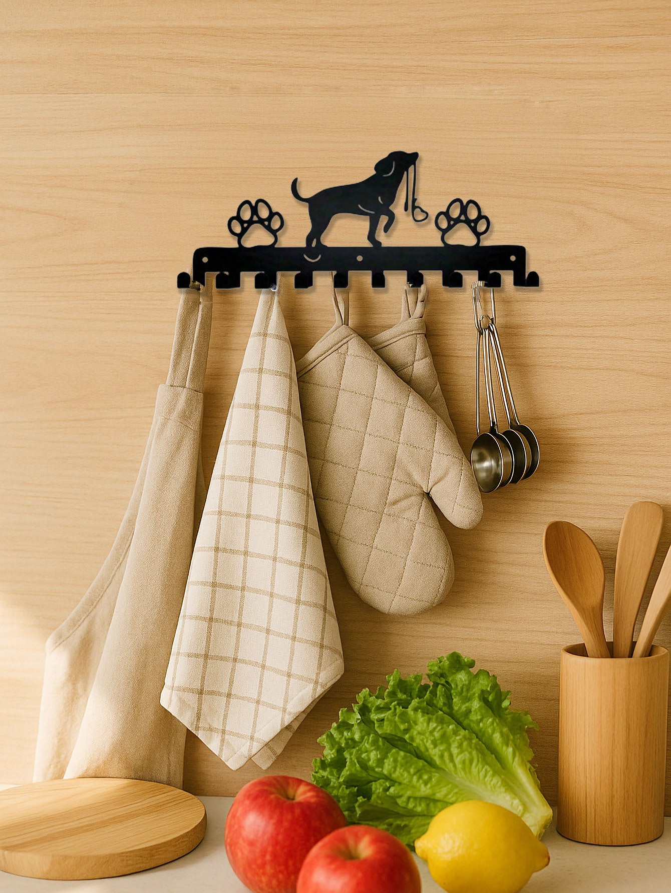 1Pc Cute Rustic Wall Rack W Hooks - Space-Saving Storage For Coats, Hats, Towels