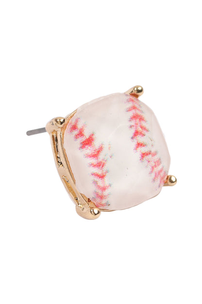 Sports Cushion Cut Softball Stud Earrings