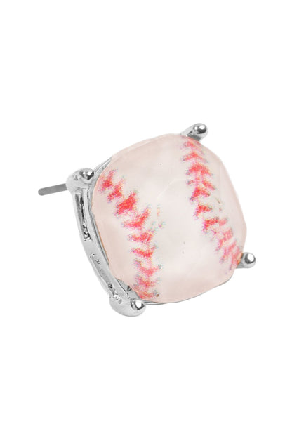 Sports Cushion Cut Softball Stud Earrings