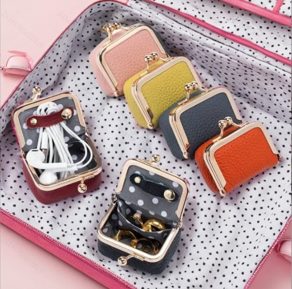 Genuine Leather Coin Purse & Mini Jewelry Case – Vintage Charm, Everyday Function