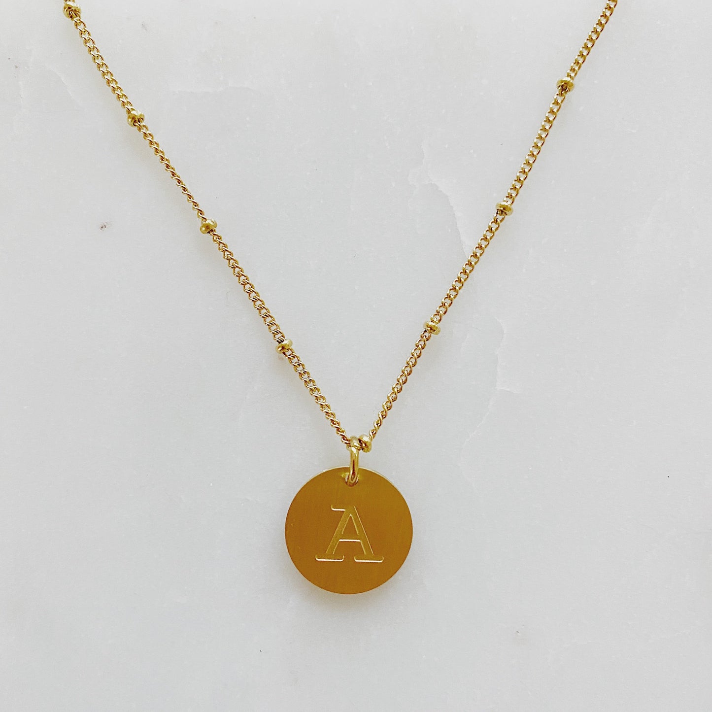 Gold‑Plated Coin Initial Necklace – Personalized Charm with Delicate Detail