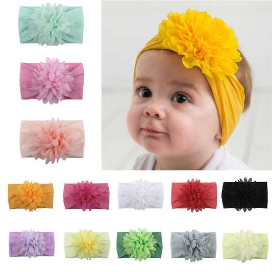 Creative Chiffon Flower Baby Headband – Soft Nylon Princess Hair Accessory (13 Colors)