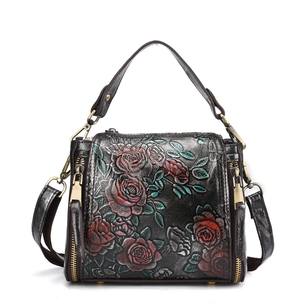 Genuine Leather Square Vertical Shoulder Bag - European And American For Women