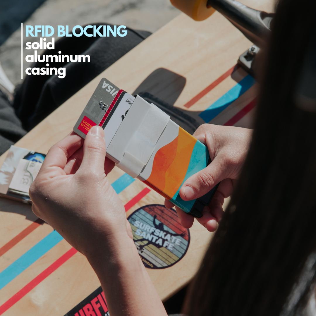 Ultra Slim Wallet RFID Blocking Premium Aluminum Card Holder W/Trigger to Slide Up Cards