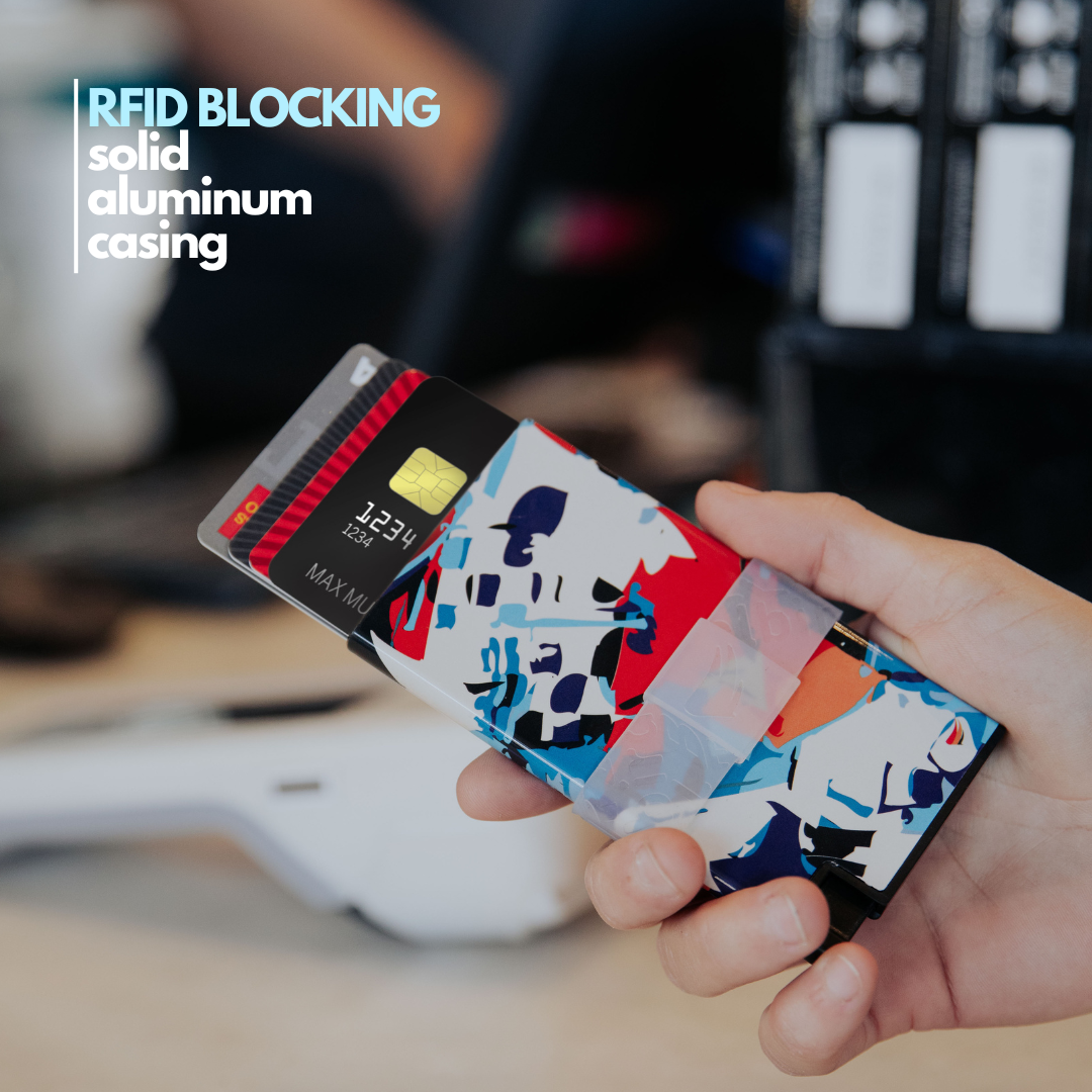 Ultra Slim Wallet RFID Blocking Premium Aluminum Card Holder W/Trigger to Slide Up Cards