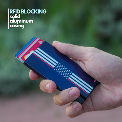 Ultra Slim Wallet RFID Blocking Premium Aluminum Card Holder W/Trigger to Slide Up Cards