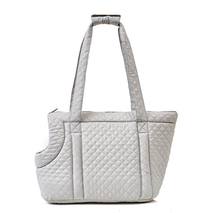Quilted Pet Shoulder Bag – Korean Style Portable Travel Carrier