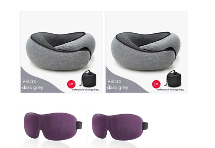 Travel U-shaped Memory Cotton Neck Pillow With Sleep Mask - Durable & Plush