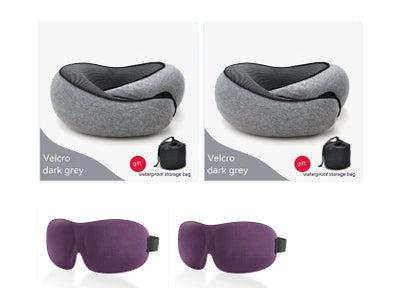 Travel U-shaped Memory Cotton Neck Pillow With Sleep Mask - Durable & Plush