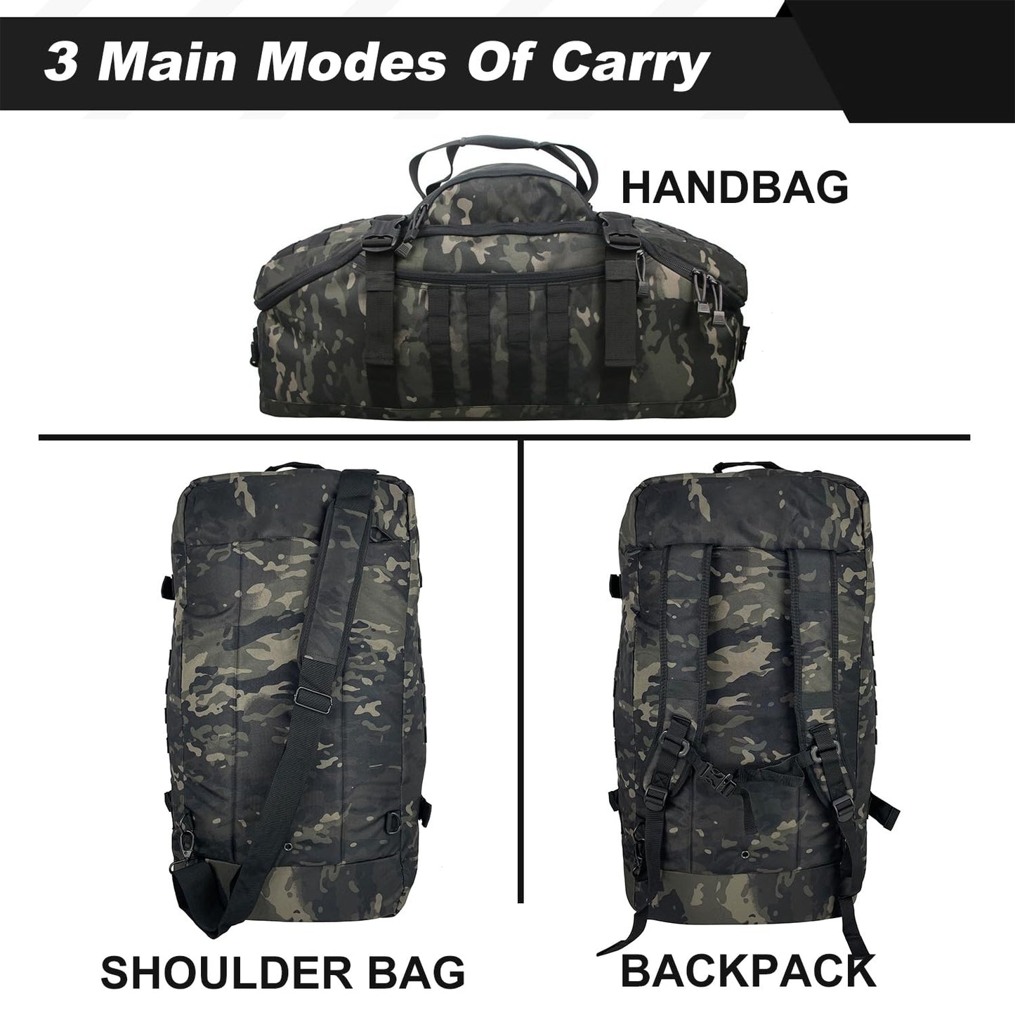3‑in‑1 Military Tactical Duffle Bag – 85L Large‑Capacity Deployment Backpack, Weekender Travel Gym Bag