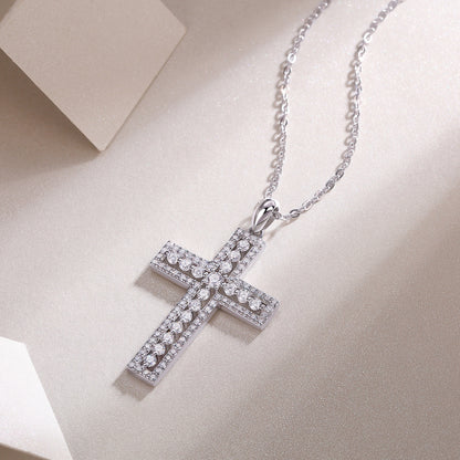 Shelter - Fashionable Jewelry Pendant Set With Moissanite S925 Sterling Silver And Platinum-plated Cross Diamond, Moissanite Silver Jewelry