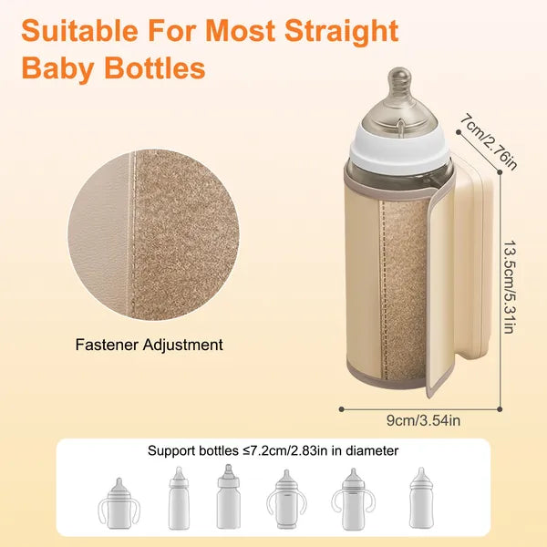 Portable Baby Bottle Warmer with Night Light – USB Rechargeable Milk & Formula Warmer for Home & Travel (6 Heating Levels)