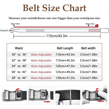Men’s Automatic Leather Belt – Business, Casual & Formal Wear Adjustable Belt