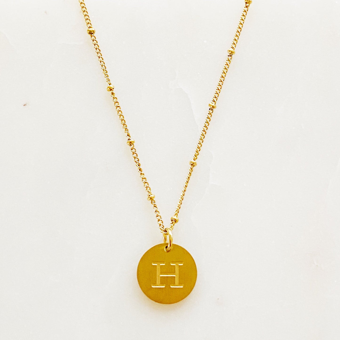 Gold‑Plated Coin Initial Necklace – Personalized Charm with Delicate Detail