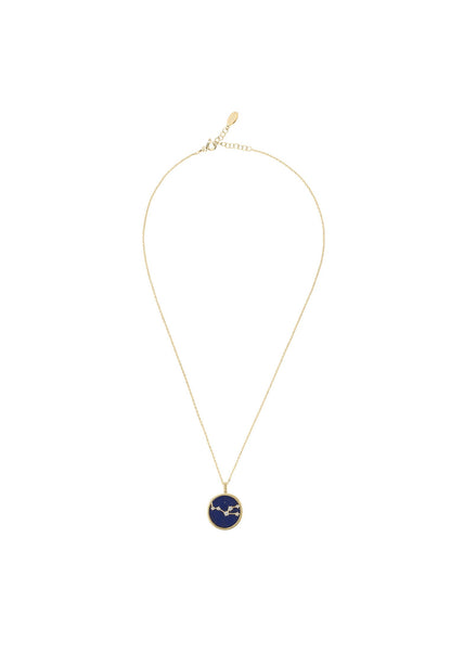 Zodiac Lapis Lazuli Gemstone Star Constellation Pendant Necklace Gold Taurus