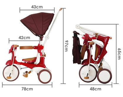 Iimo 3-In-1 Foldable Tricycle With Canopy - Luxury Design, Smart Functions, Outdoor Ready