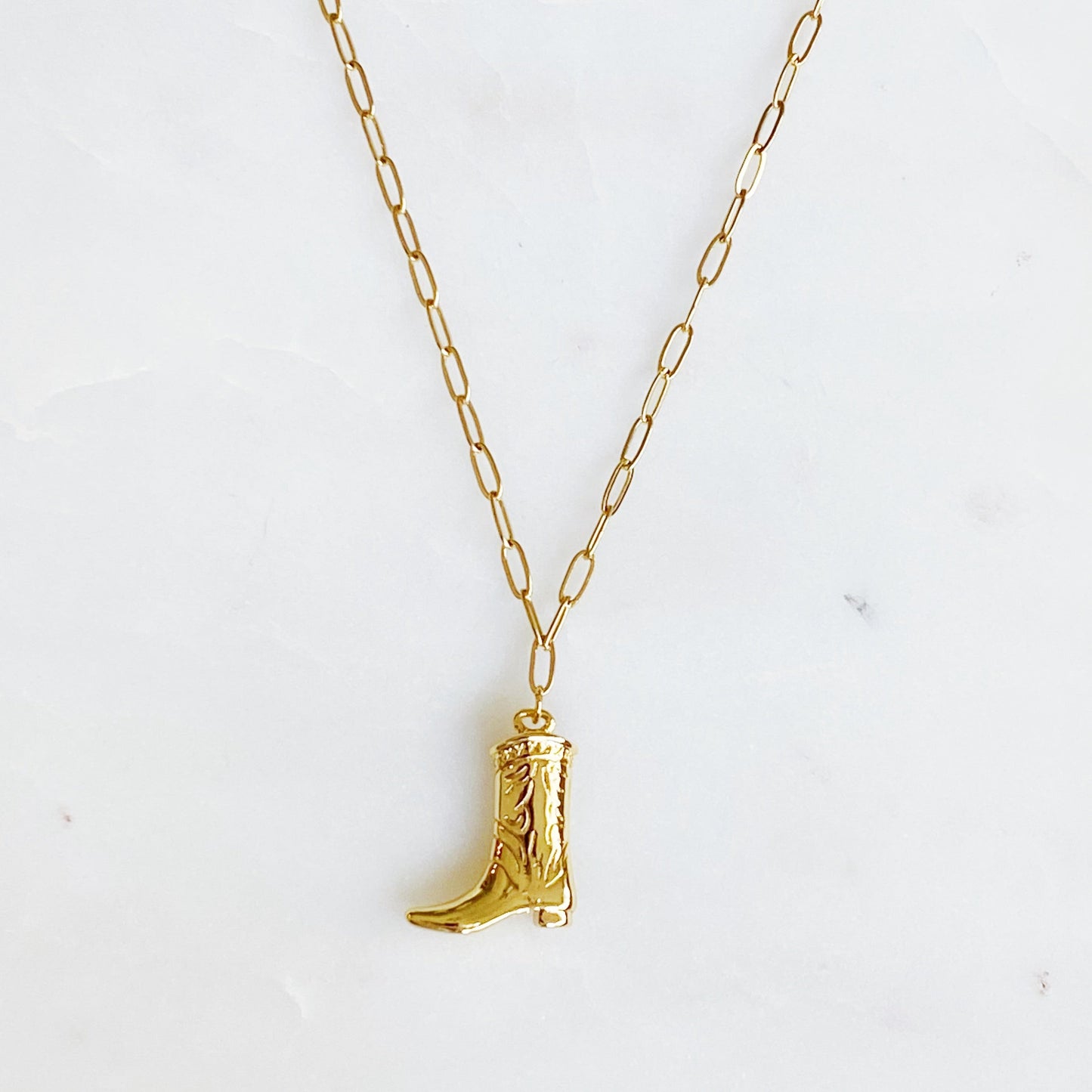 Golden Cowgirl Boot Necklace – Western Charm with a Modern Edge