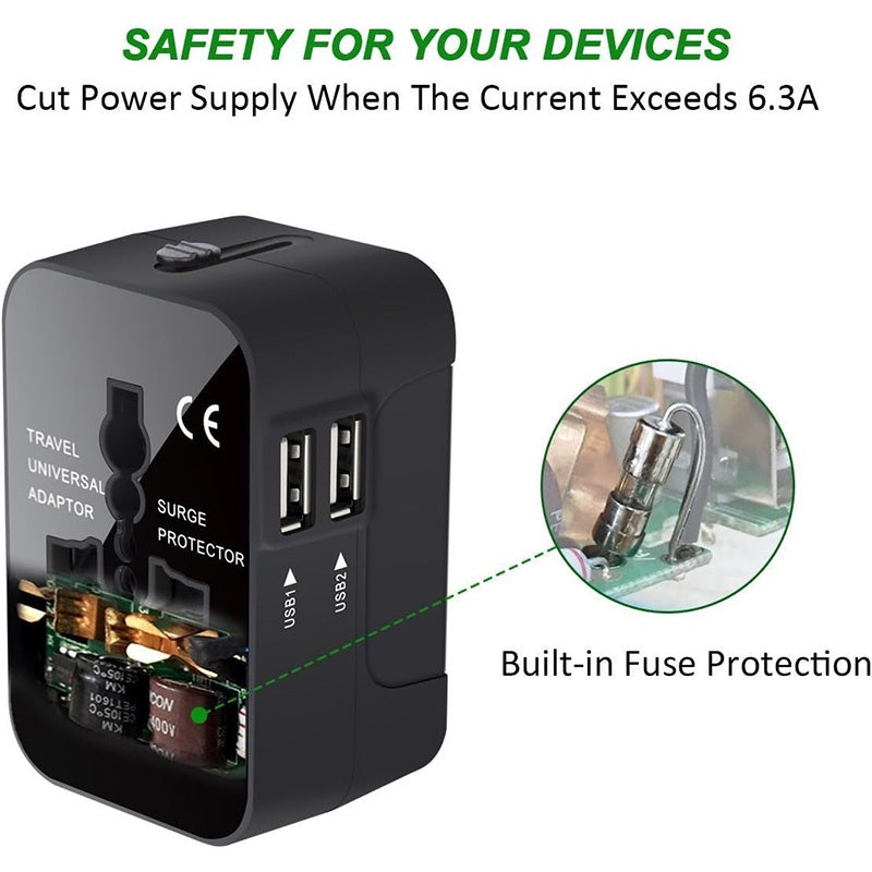 Travel Adapter With USB C, Universal All In One Worldwide  AC Power Plug Adapter USB Type C Charging For USA EU UK AUS