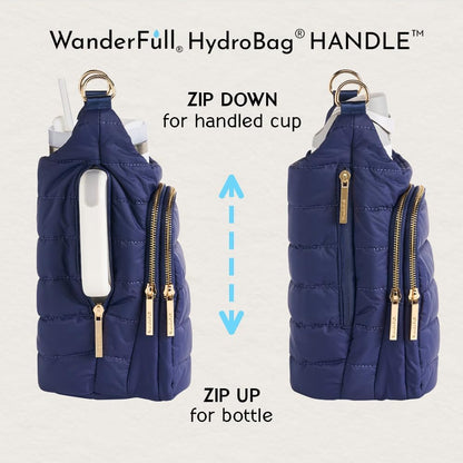 HydroBag® HANDLE®- Navy Matte with Solid Vegan Leather Strap