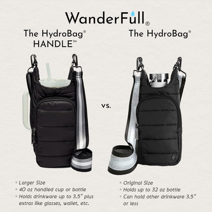 HydroBag® HANDLE®- Black Matte with Gray, Black, White Striped Strap