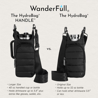 HydroBag® HANDLE®- Black Matte with Vegan Leather Trimmed Strap