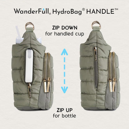HydroBag® HANDLE® - Sage Green with Solid Vegan Leather Trimmed Strap