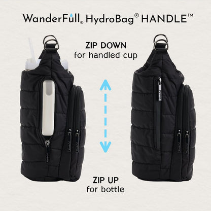 HydroBag® HANDLE®- Black Matte with Vegan Leather Trimmed Strap