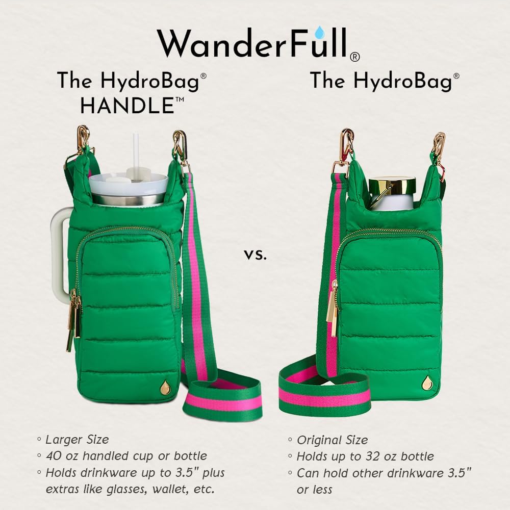 HydroBag® HANDLE®- Kelly Green with Pink and Green Striped Strap