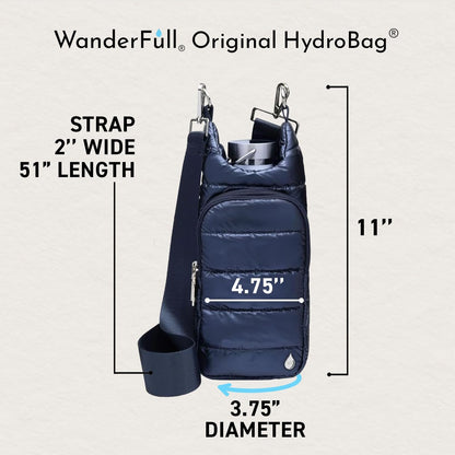 Navy Blue Shiny HydroBag® with Matching Solid Navy Strap