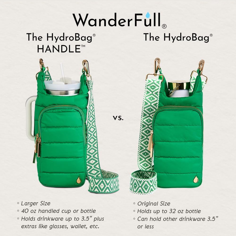 HydroBag® HANDLE®- Kelly Green with Green and White patterned strap