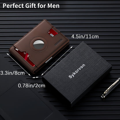 Genuine Leather Bifold Wallet For Men, Slim, RFID Blocking Card Holder Wallet, Minimalist Front Pocket Mens Wallet With Money Clip, ID Window
