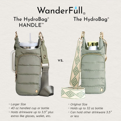 HydroBag® HANDLE® - Sage Green with Solid Vegan Leather Trimmed Strap