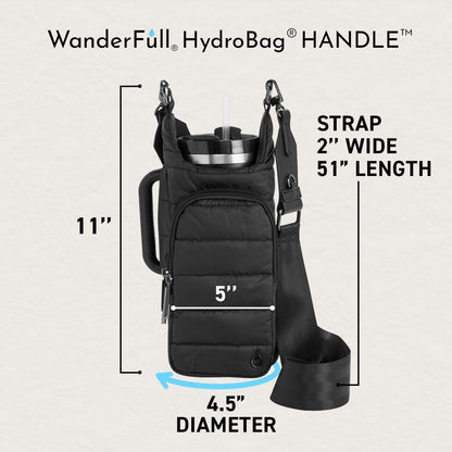 HydroBag® HANDLE®- Black Matte with Vegan Leather Trimmed Strap